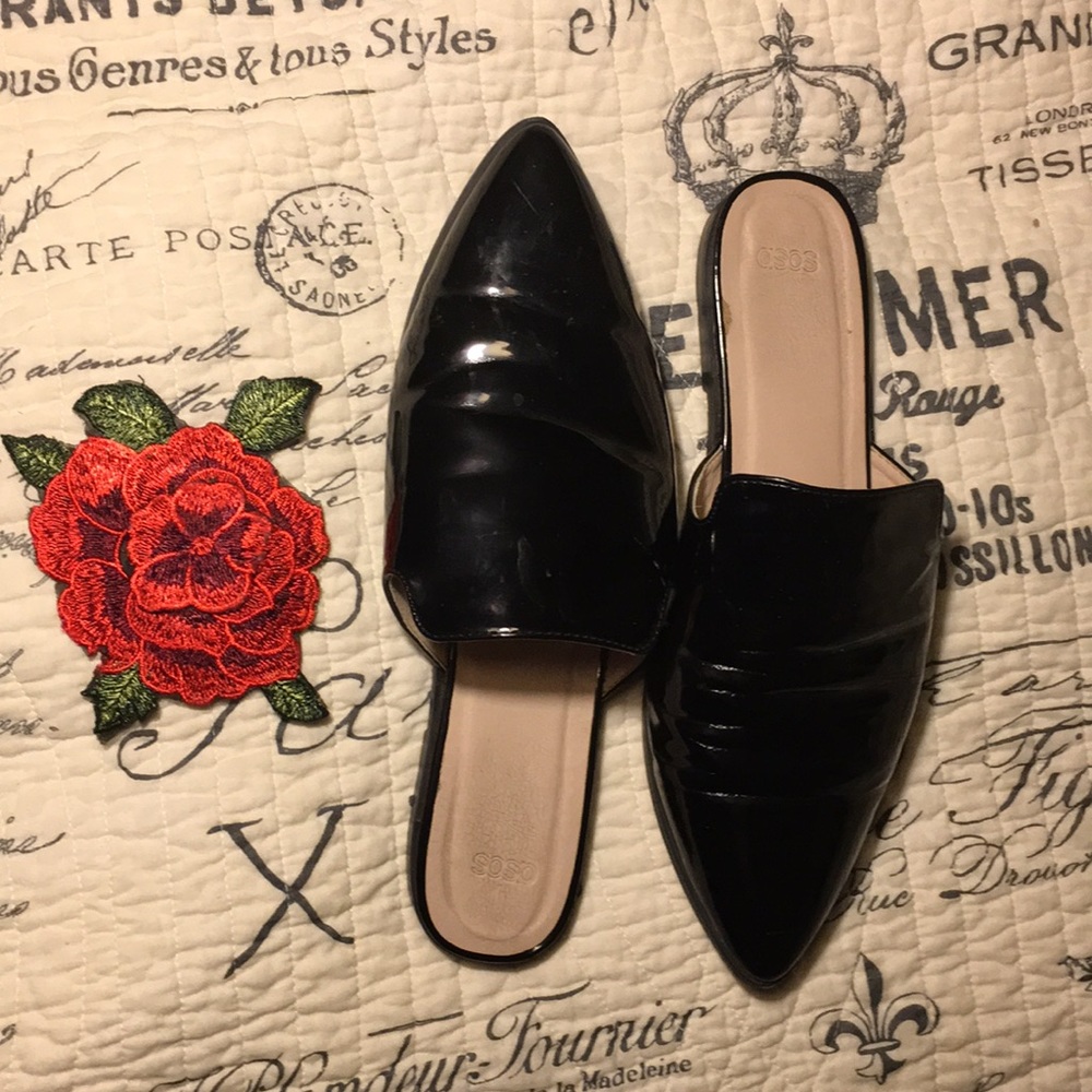 Asos pointed patent slide on loafers